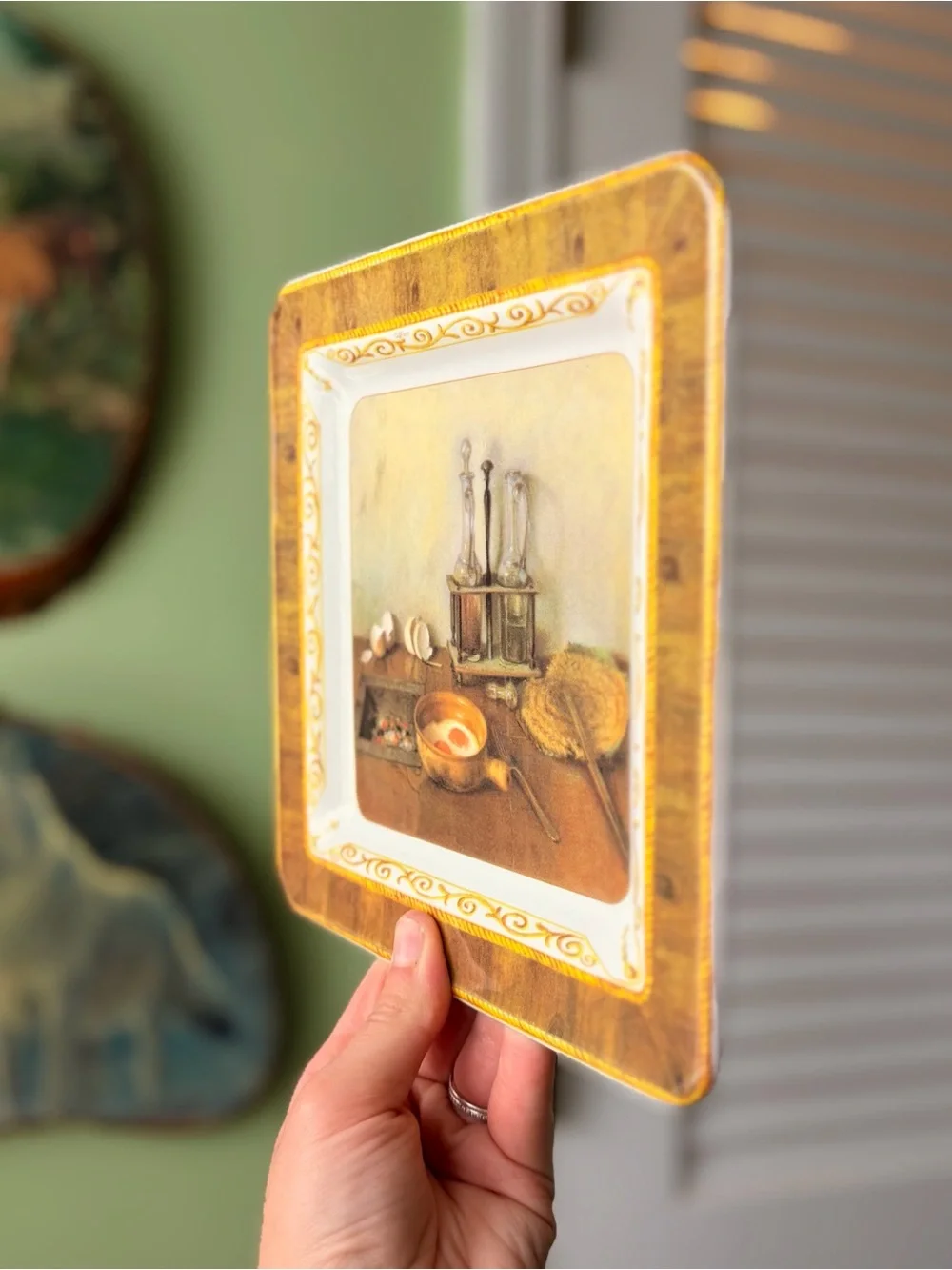Vintage Italian Square Still Life Breakfast Plate Ceramic Accent